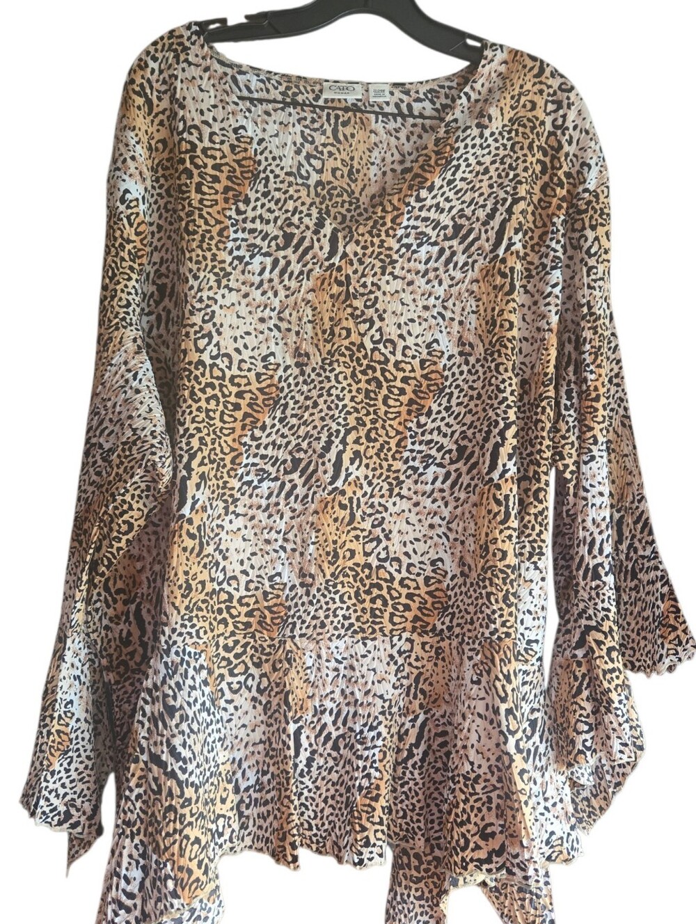 Cato Leopard Print Flowing Women's Top - Brown Animal Print